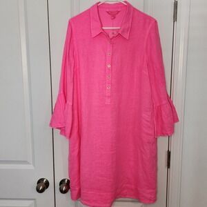Lilly Pulitzer Jazmyn Dress Size 12 3/4 Sleeve Linen Tunic Roxie Pink New